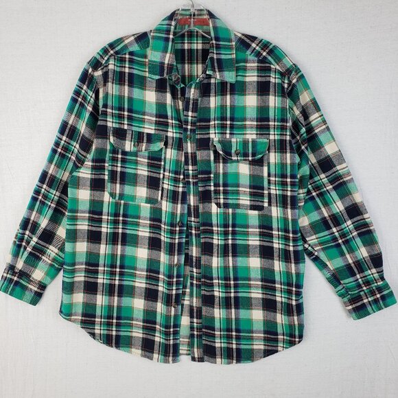 Signature 8 Plaid Flannel Shirt Button-Up size M/L Relaxed Cotton Soft - Picture 1 of 11